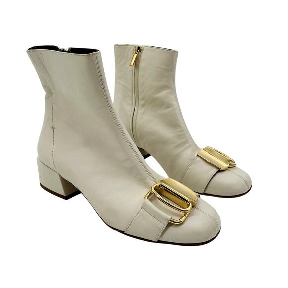 Tibi Ivory Wyatt Glove Round Toe Buckle Boots - Picture 1 of 7